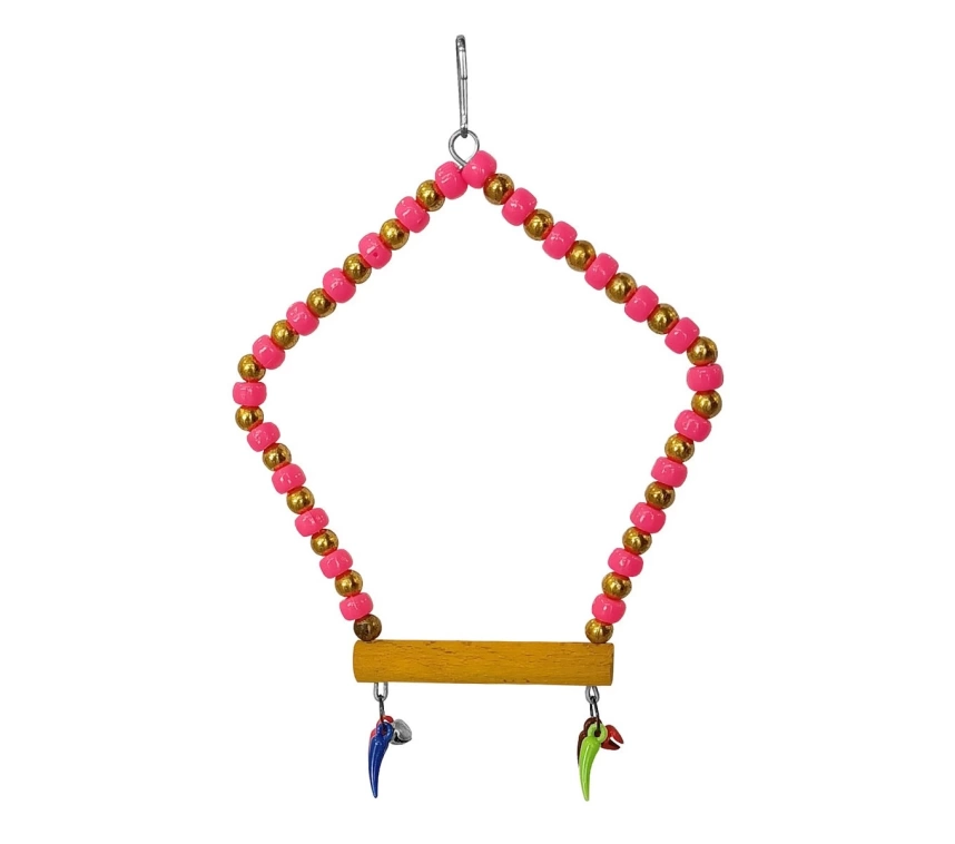 Beşgen Çanlı Muhabbet Kuşu Salıncağı 7-14 cm Renkli