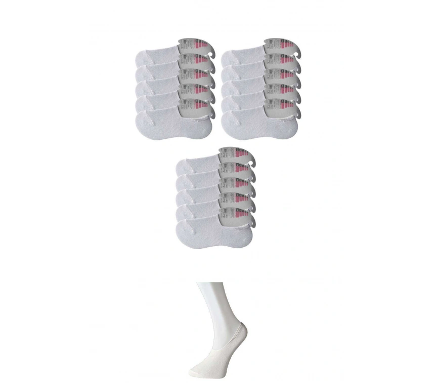 Beyaz Kadın Babet Çorap 15 Çift