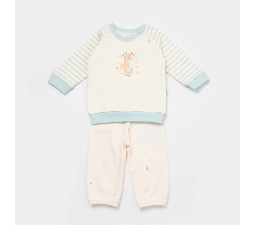 Bibaby Biorganic Save The Seahorse 2li Bebek Takım 59797 Bej-mint