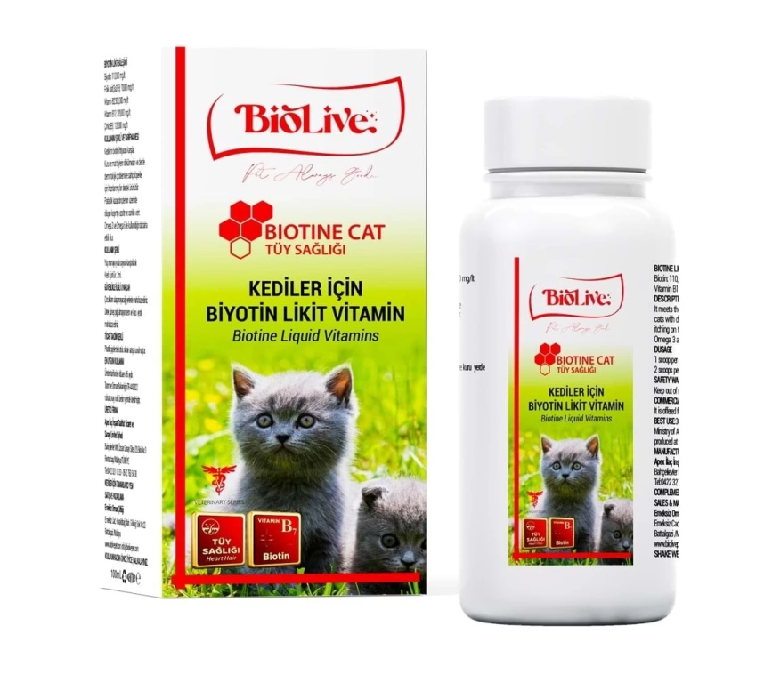 Biolive Kediler İçin Biotine Tüy Sağlığı Likit Vitamin 100ml