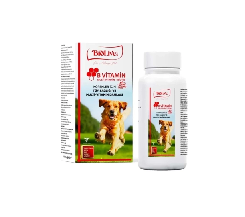 Biolive Köpekler İçin B Vitamin+Multivitamin Tüy Sağlığı Likit Vitamin 100ml