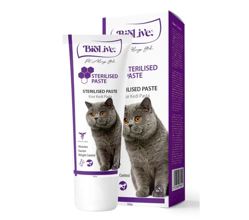 Biolive Sterlized Kısır Kediler İçin Tüy Yumağı Önleyici ve Vitamin Paste 100gr