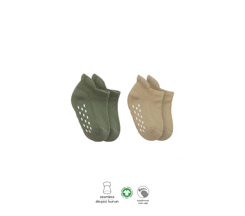 Bistyle 2li Altı Havlu Sneakers Kaymaz Çorap 20501 Nil Bej