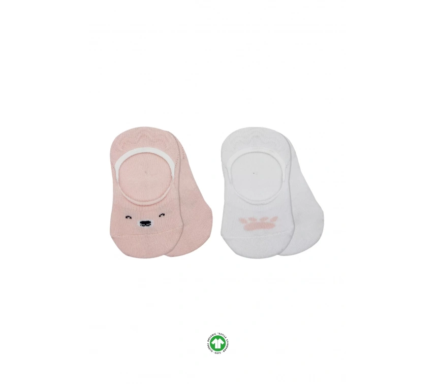 Bistyle 2li Babet Cute Face Penye Çorap 30103 Pembe-beyaz