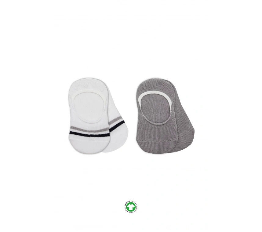 Bistyle 2li Penye Babet Silikon Çemberli Çorap 30102 Gri Beyaz