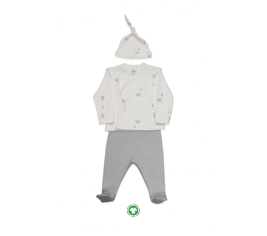 Bistyle Flying Elephant 3lü Zıbın Takım 13111 Ekru Gri