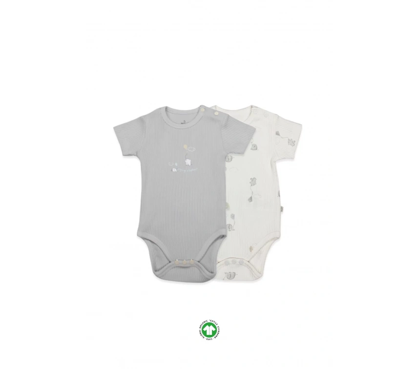 Bistyle Flying Elephant Yarım Kol 2li Body 17116 Ekru Gri