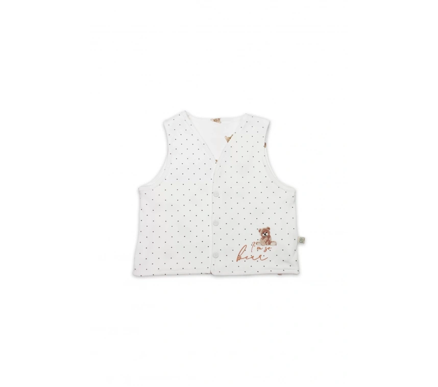 Bistyle I Am So Bear Çift Taraflı Bebe Yelek 18103 Bej Ekru