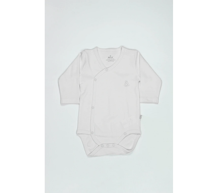 Bistyle Organik Natural Basic Style Kruvaze Uzun Kol Body Bs17102 Beyaz