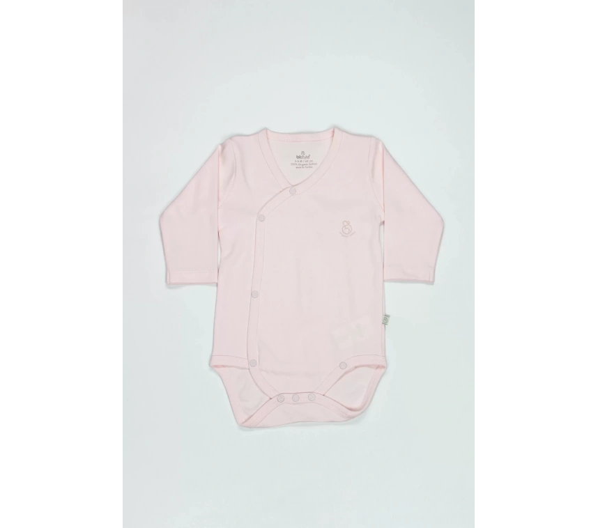 Bistyle Organik Natural Basic Style Kruvaze Uzun Kol Body Bs17102 Pembe