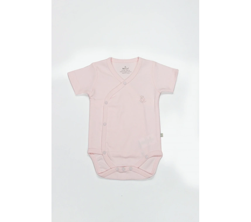 Bistyle Organik Natural Basic Style Kruvaze Yarım Kol Body Bs17101 Pembe