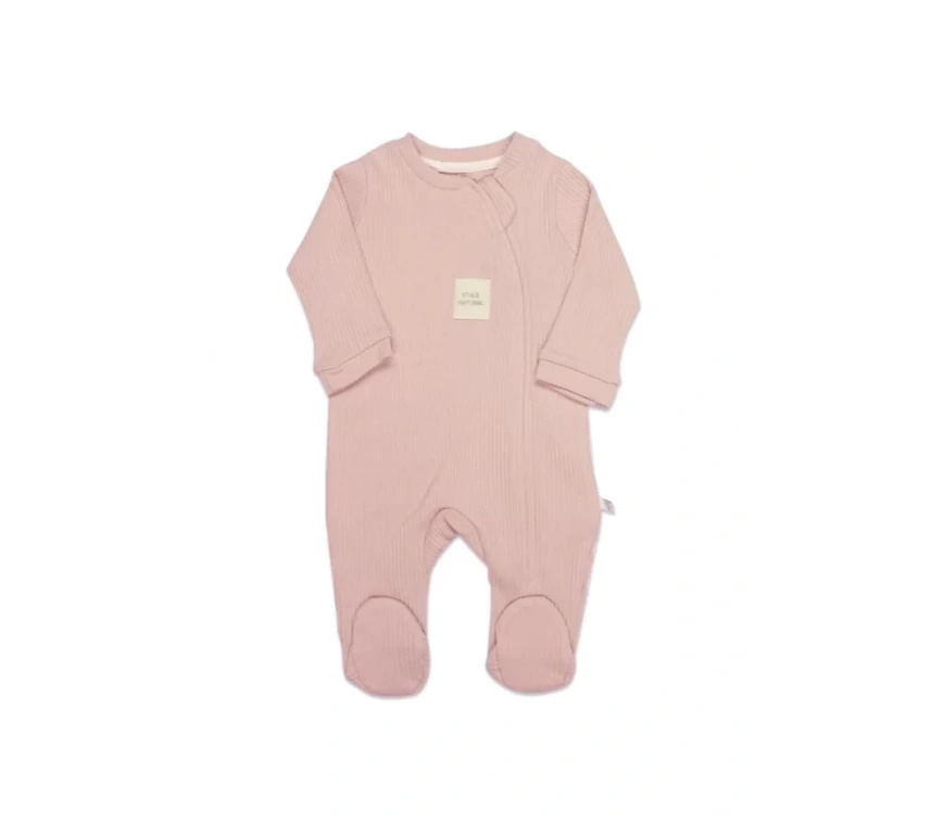 Bistyle Style Natural Fermuarlı Bebe Tulum 15115 Pembe