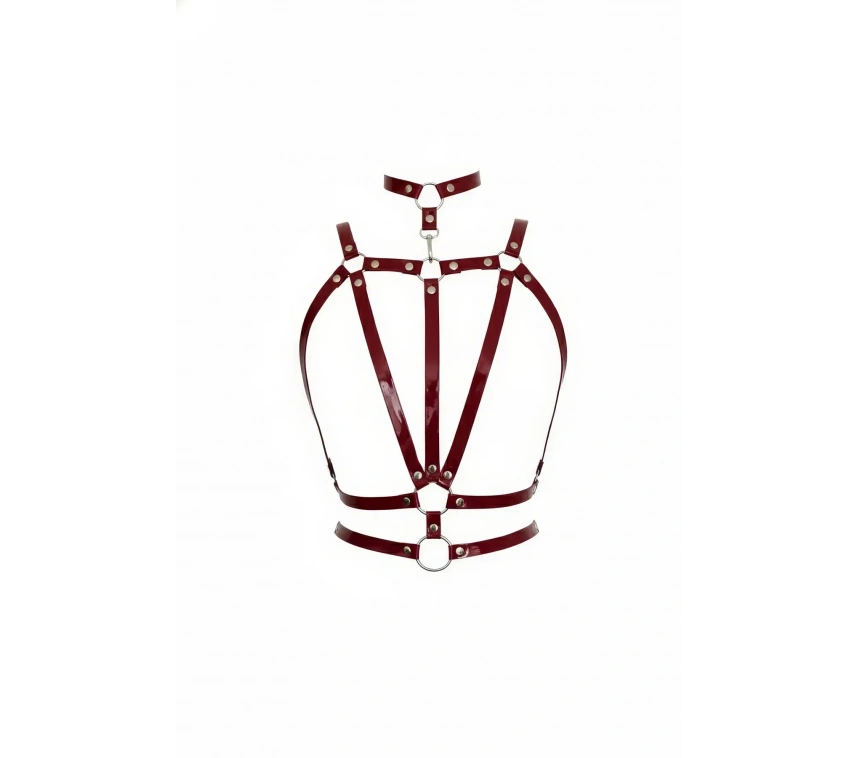 Bordo Kadın Kemer Rugan Parlak Çok Bantlı Vücut Aksesuarı - Brf115