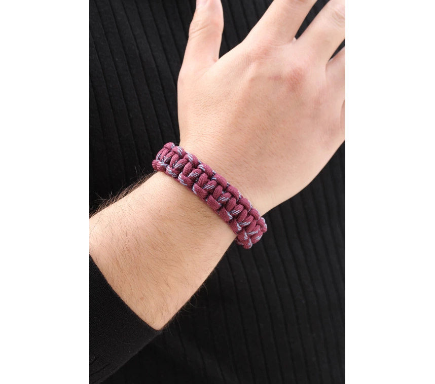Bordo Mavi Paracord Bileklik