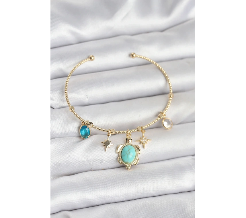 Caretta Caretta Charmlı Gold Renk Kadın Bileklik