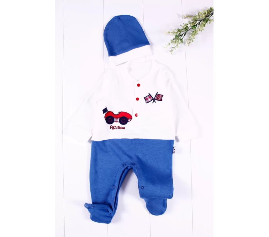 Cars Şapkalı Desenli Bebek Tulumu