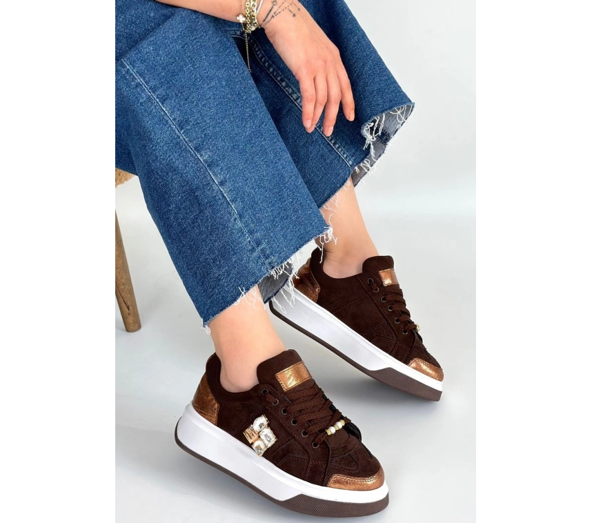 Ceans Kahverengi Süet Bağcıklı Spor Ayakkabı