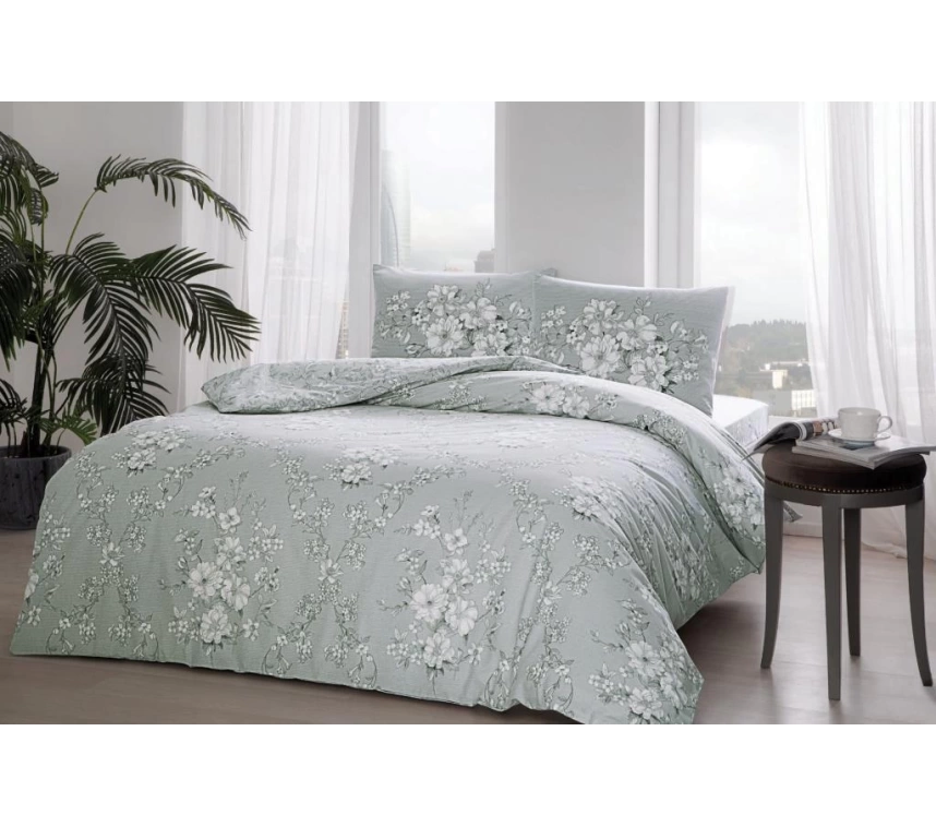 Çift Kişilik Ranforce Nevresim Takımı Lily Gri