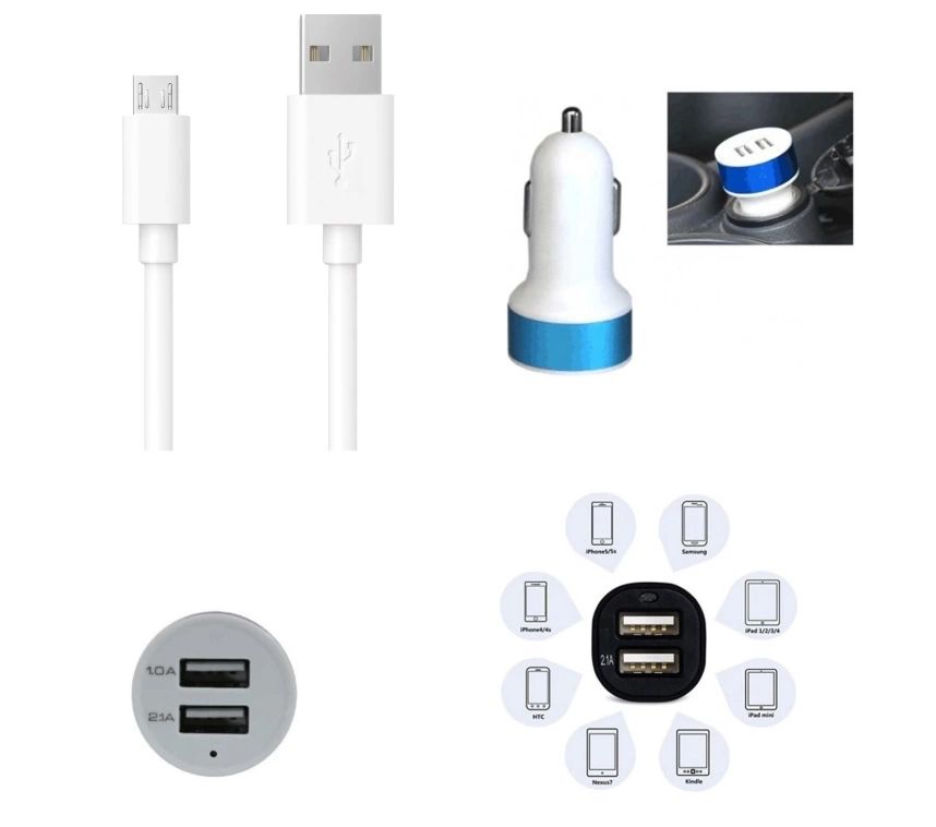 Çift USB Girişli 3.1 Çıkışlı Seyahat Seti Android / Micro Usb
