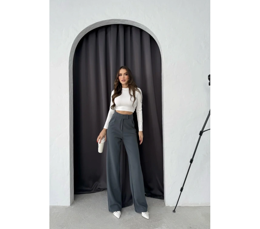 Cırtlı pantolon krep füme pt