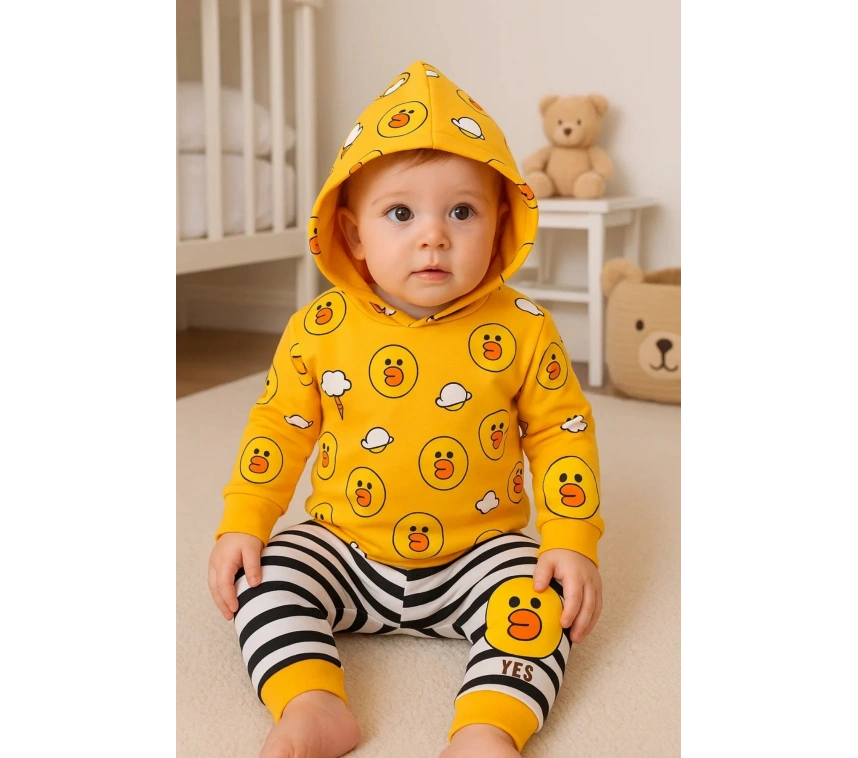 Civciv Desenli 2li % 100 Pamuk Erkek Bebek Takımı