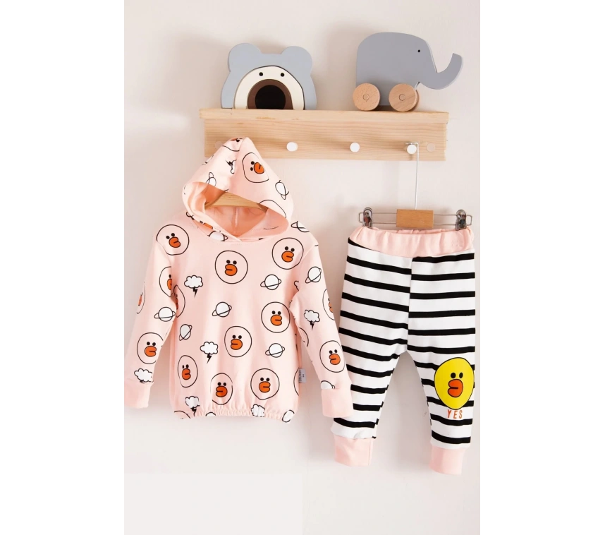 Civciv Desenli 2li % 100 Pamuk Kız Bebek Takımı