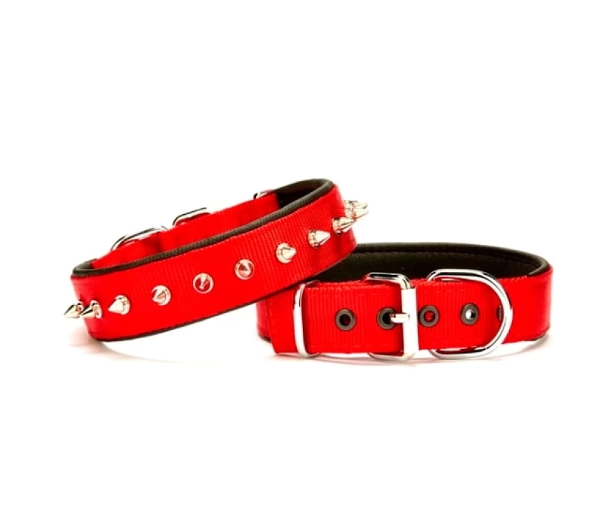 Çivi Desenli Köpek Tasması 3*65 cm Kırmızı