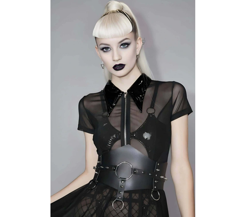 Çivi Detaylı Deri Bel Kemeri, Şık Kadın Elbise Kemeri, Kadın Korse Kemer - Brf1251