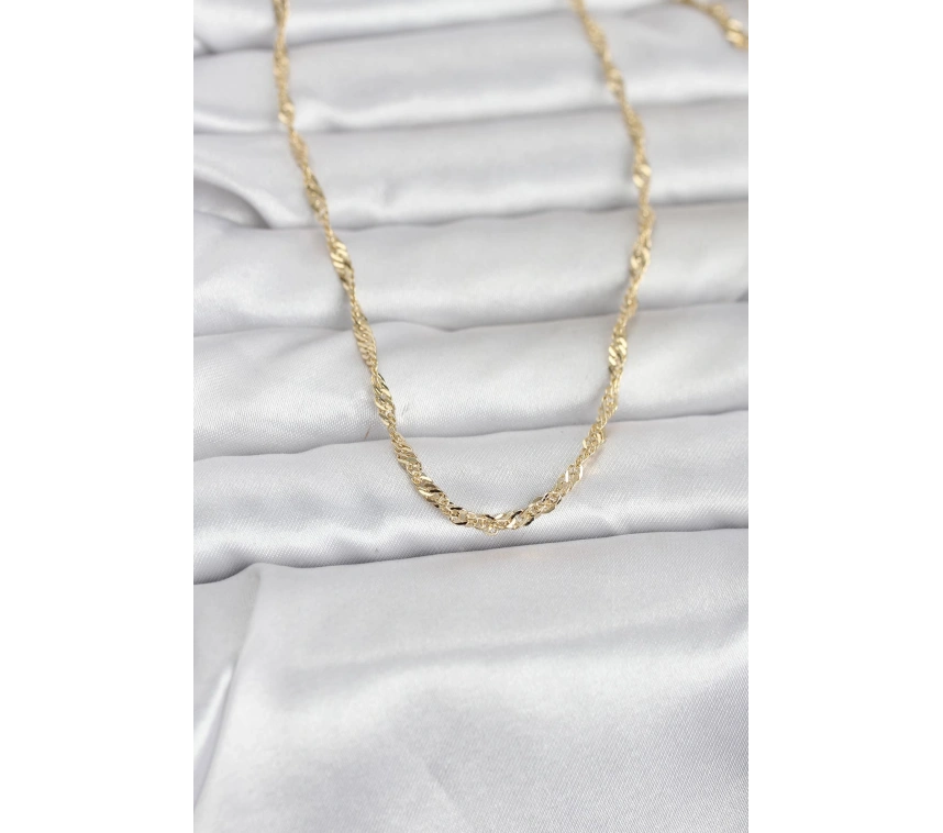 CM 14K Gold Renk Burgu Yassı Model 60 cm Kadın Kolye