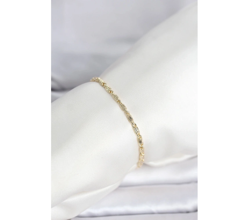 CM 14K Gold Renk Burgu Zincirli Model Kadın Bileklik