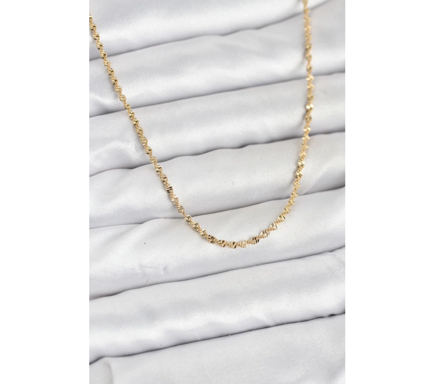 CM 14K Gold Renk Ezme Burgu Zincir Model 60 cm Kadın Kolye