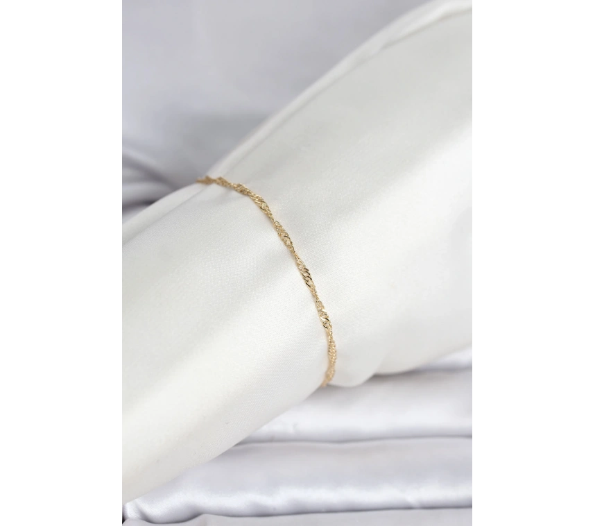 CM 14K Gold Renk Ezme Burgu Zincir Model Kadın Bileklik