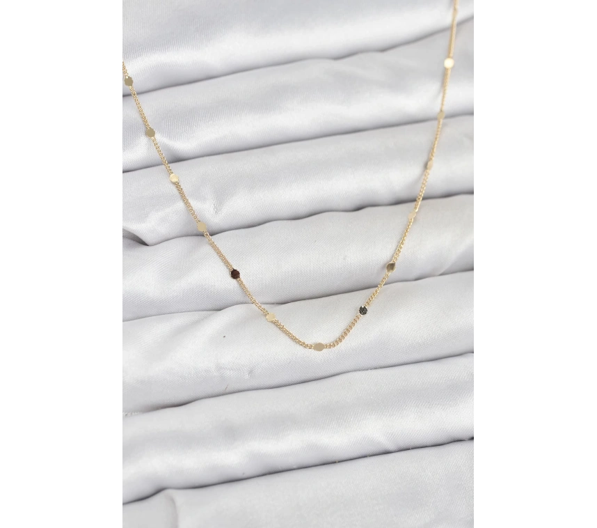 CM 14K Gold Renk Ezme Pul Model 60 cm Kadın Kolye