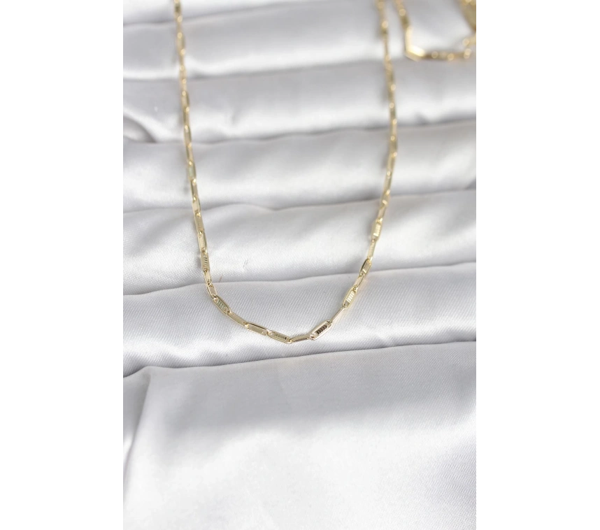 CM 14K Gold Renk İnce Ataç Zincir Model 60 cm Kadın Kolye