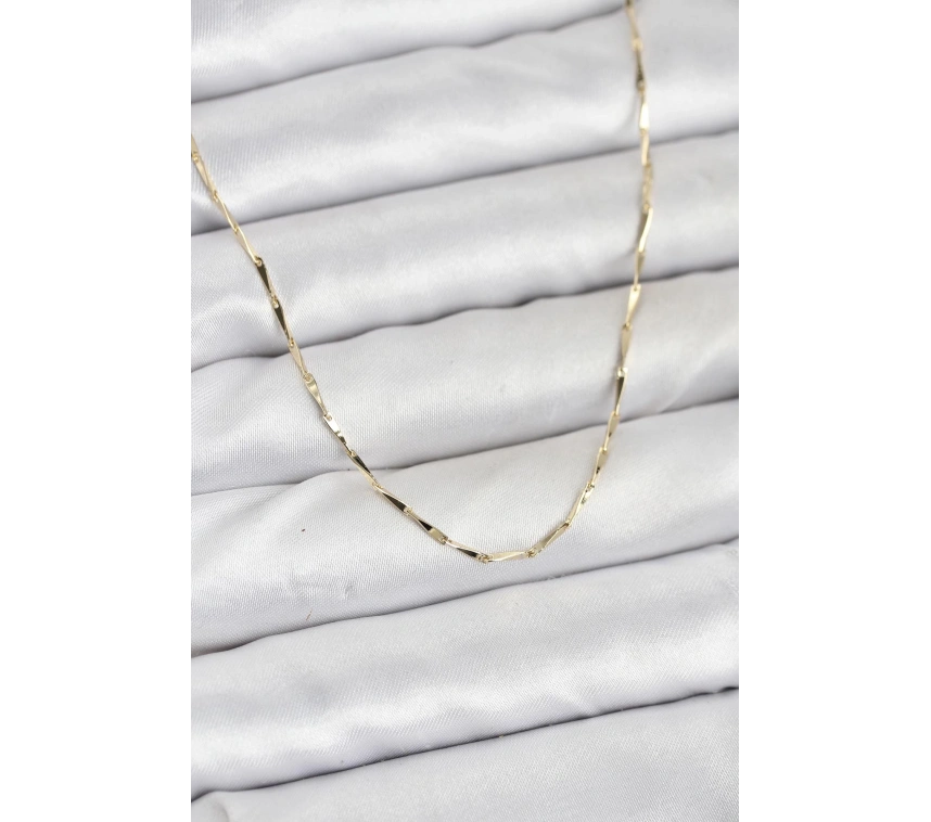 CM 14K Gold Renk İnce Kesim Çubuk Model Zincir Kadın Kolye