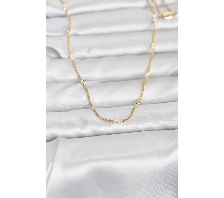 CM 14K Gold Renk Lazer Puntalı Model 60 cm Kadın Kolye