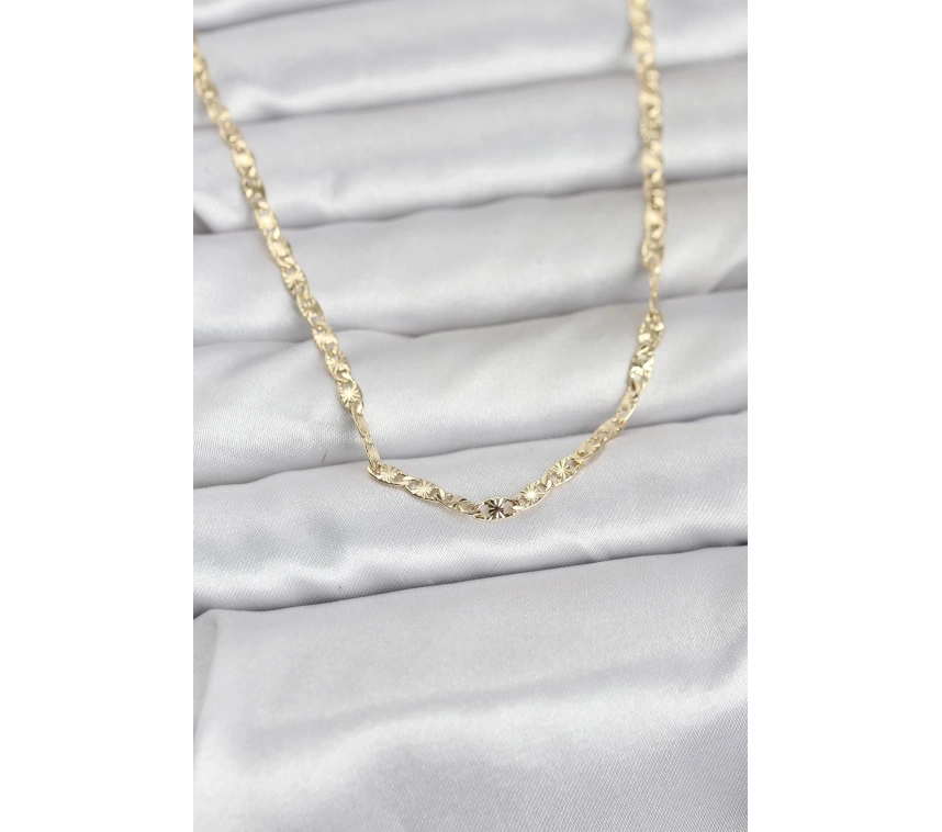 CM 14K Gold Renk Lazer Zincirli Model 60 cm Kadın Kolye