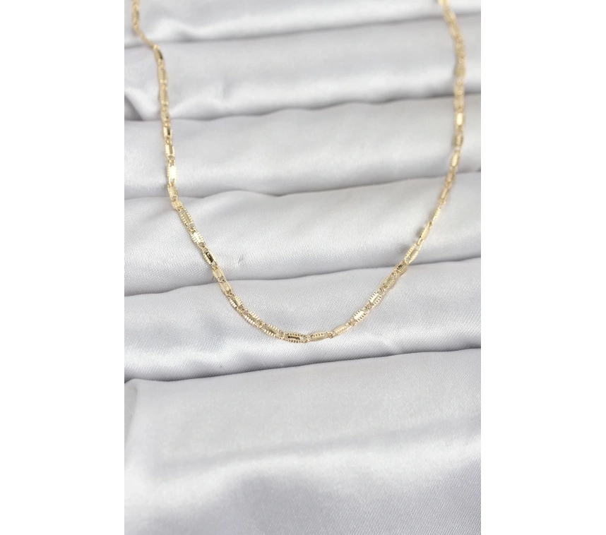 CM 14K Gold Renk Lazerli Zincir Model 60 cm Kadın Kolye