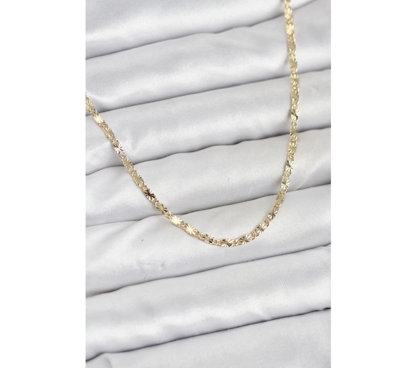 CM 14K Gold Renk Lazerli Zincir Model Kadın Kolye