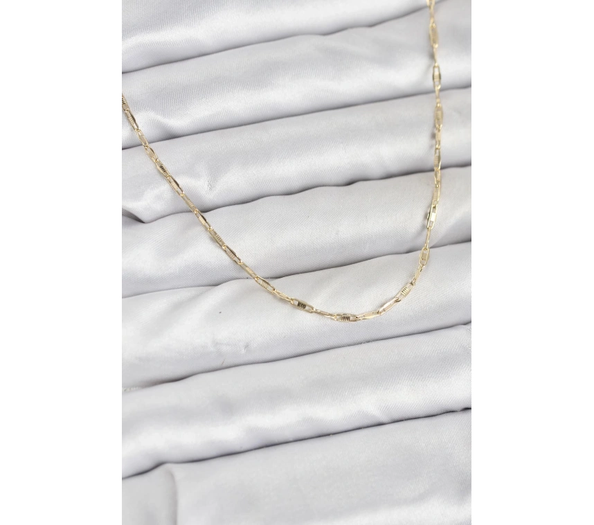 CM 14K Gold Renk Pirinç Ataç Zincir 60 cm Kadın Kolye