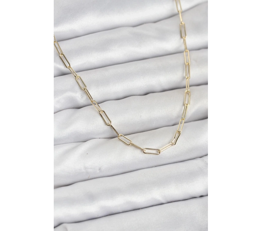 CM 14K Gold Renk Pirinç Ataç Zincir Kadın Kolye