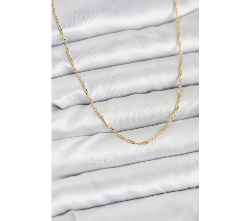 CM 14K Gold Renk Pirinç Ezme Burgu Model Kadın Kolye