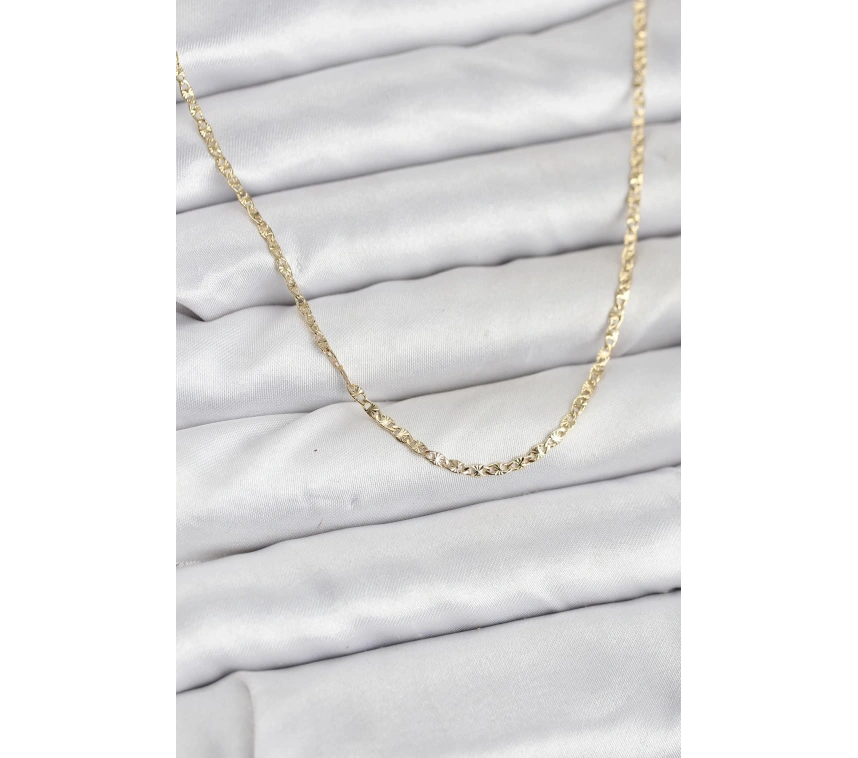 CM 14K Gold Renk Pirinç Lazer Model 60 cm Kadın Kolye