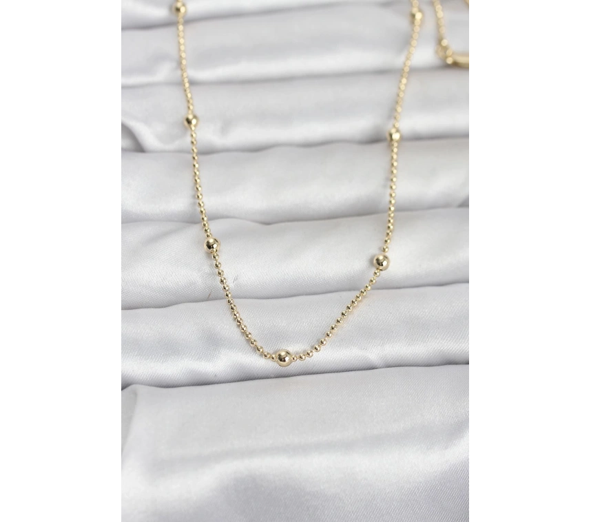 CM 14K Gold Renk Top Zincir 60 cm Kadın Kolye