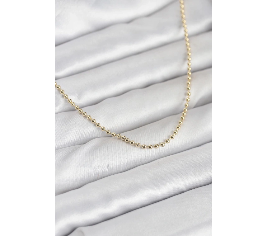 CM 14K Gold Renk Top Zincirli Model 60 cm Kadın Kolye