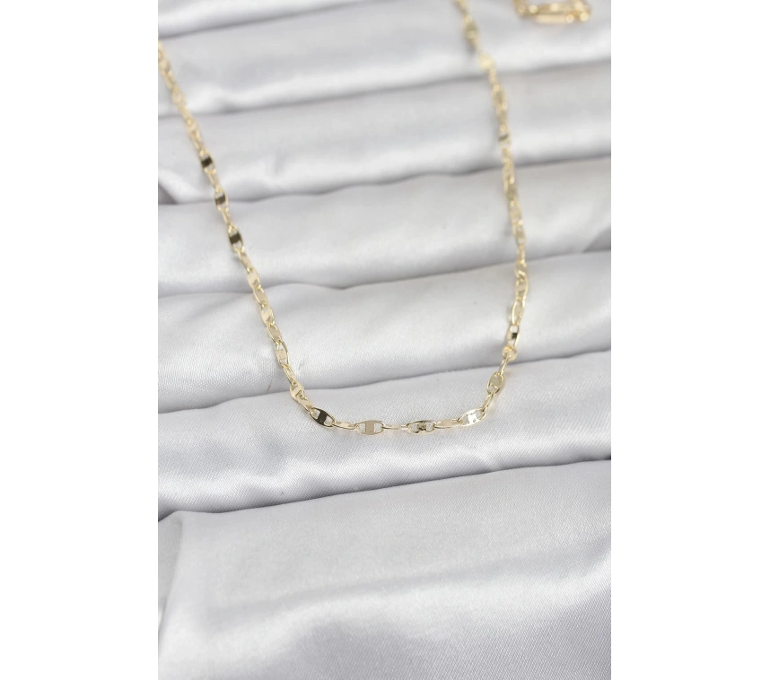 CM 14K Gold Renk Yassı Gemici Zincir Model 60 cm Kadın Kolye