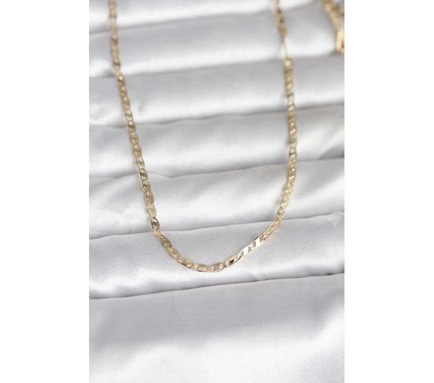 CM 14K Gold Renk Yassı Zincir Model 60 cm Kadın Kolye