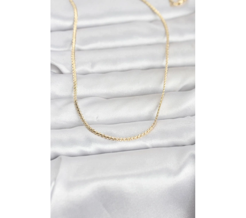 CM 14K Gold Renk Yassı Zincir Model 60 cm Kadın Kolye