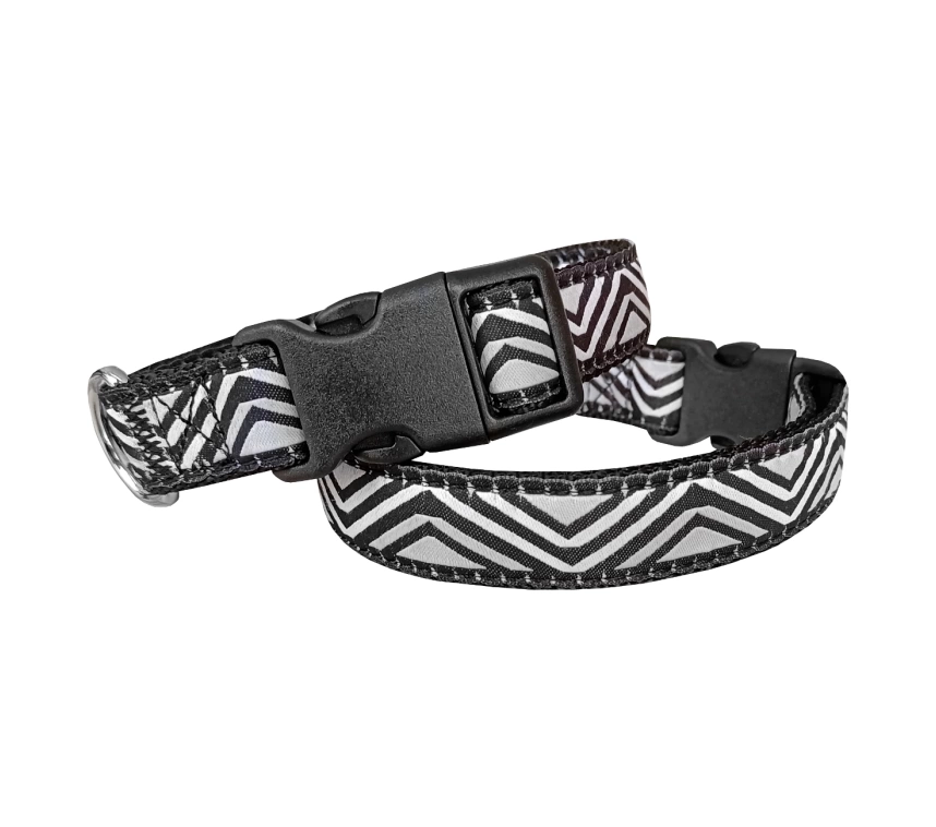 Dalga Desenli Dokuma Köpek Boyun Tasması 1,5 cm x 27-40 cm Siyah