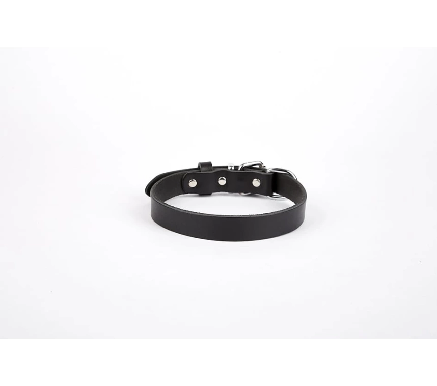 Deri El Yapımı Köpek Boyun Tasması 1,5x20-26 cm Siyah